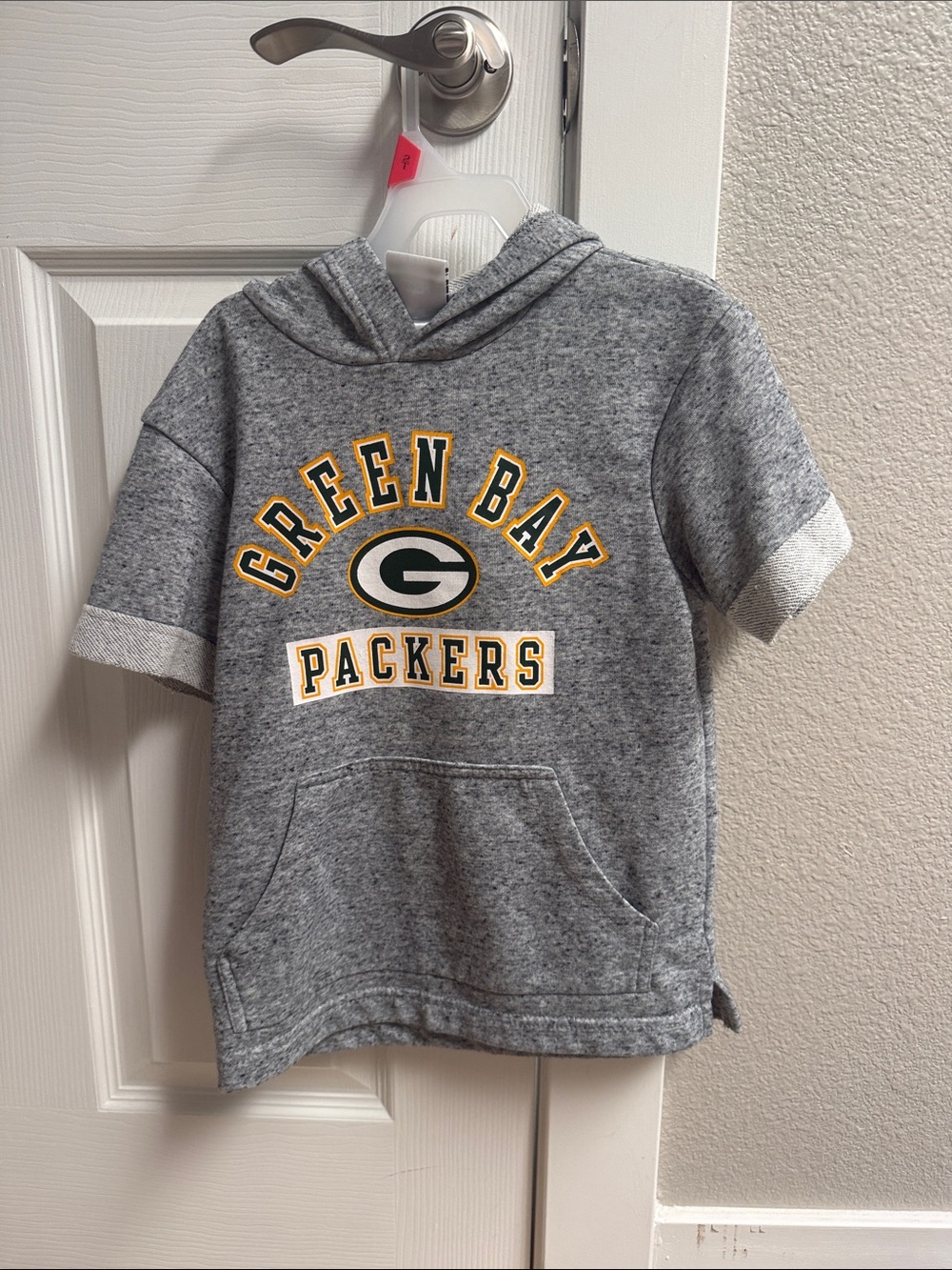 Green Bay Packers Kids Gray Short-Sleeve Hoodie with Yellow Logo